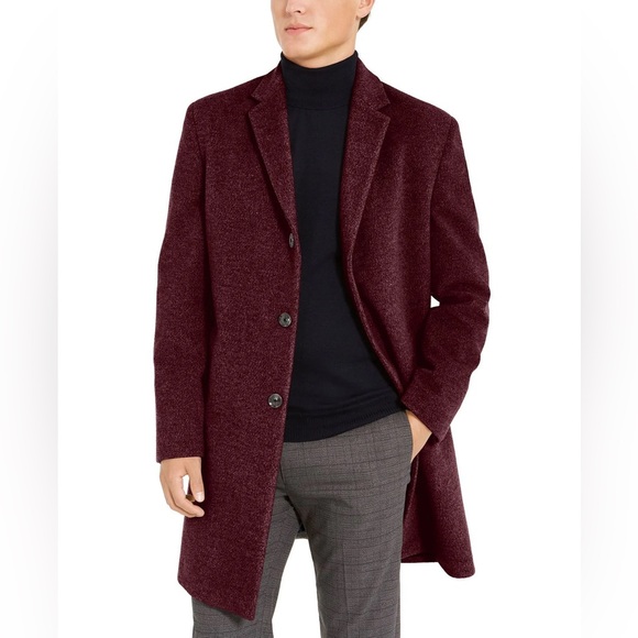 Tommy Hilfiger Addison Wool-Blend Trim Fit Overcoat in Red, Size 44 Short - Picture 3 of 13